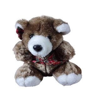 Mamiye and company small bear plaid vest and bow plush stuffed animal soft toy